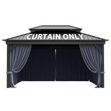12'x14' Gazebo Curtains Outdoor Waterproof with Hanging Rings, 4-Panel Double Zipper Sidewalls Universal Replacement Privacy Curtain, Outdoor Gazebo Curtains for Patio, Backyard(Curtains Only) Snubbull