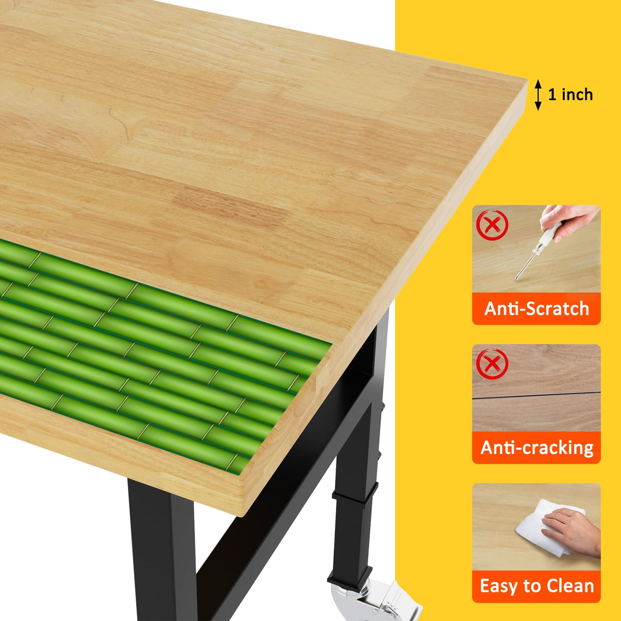 Kieperi 48” Chipboard Work Bench with Drawers, Heavy Duty Adjustable Workbench with Power Outlet and Wheels, 2000 Lbs Capacity Workstation for Garage Kieperi