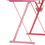 TIQLAB Gaming Desk with Power Outlets & LED 40 Inch Ergonomic Computer Carbon Fiber Surface Gamer Desk, Large Monitor Stand, Headphone Hook, PC Workstation for Bedroom, Pink Desk TIQLAB
