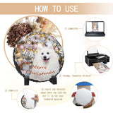 YOUKE OLA 10 Pack Sublimation Slate Blanks with Display Holder, Plaque Rock Stone Customized Picture Memorial Stone Frame, Personalized Photo Gifts for Heat Transfer, 5.9"X5.9" Round YOUKE OLA