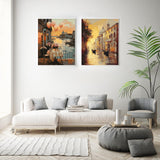 2 Pack Paint by Numbers Kit for Adults Beginner, Sunset Venice Adult Paint by Number Kits on Canvas, DIY Landscape Acrylic Number Painting for Adults for Home Wall Decor Gift 16x20 Inch Possoco