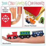 KipiPol Train Set - 69 Pieces Wooden Train Tracks & Trains for Kids, Toddler Boys and Girls 3,4,5 Years Old and Up– Premium Wood Construction Toys -Fits Thomas, Brio, IKEA, Melissa and Doug Kipipol