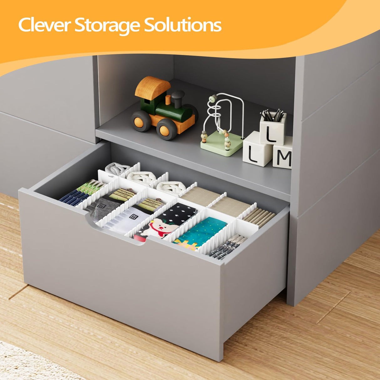 JOYMOR Loft Bed Twin Size with Led Light, Low Loft Bed with Storage Drawer, Modern Farmhouse Loft Bed with Castle Guardrail and Window, Book Rack, Smart APP Control, No Box Spring Needed (Gray) JOYMOR