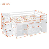 Full Size Low Loft Bed with Storage and Rolling Desk by Harper & Bright Designs Harper & Bright Designs