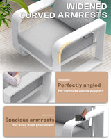 Oasbira Aluminum Outdoor Patio Furniture Set 4 Piece, Oversized Patio Conversation Sets Widened Armrest & Ultra-Thick Cushions, Deep Seating Modern Sectional Furniture for Backyard, Porch, White Oasbira