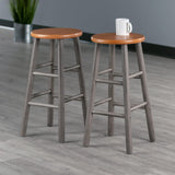 Winsome Wood Huxton 2-Pc Counter Stool Set, Gray and Teak Winsome