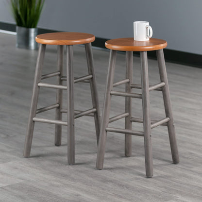 Winsome Wood Huxton 2-Pc Counter Stool Set, Gray and Teak