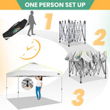 COBIZI 10x10 Pop Up Canopy Tent, One Push Setup Glow Outdoor Tent with 4 Sidewalls, 3 Adjustable Height, Air Vent,Waterproof UPF50+, Bag, Sandbag, Stake, Rope for Wedding, Commercial, Party, White COBIZI