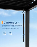 Garveelife All-Aluminum Louvered Pergola 12' x 16', Outdoor Pergola with Adjustable Louvered Roof, Reinforced Aluminum Frame, Integrated Drainage System, Hardtop Gazebo for Patio, Deck, Gray GarveeLife