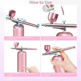 Airbrush Kit with Compressor - 48PSI High-Pressure, Non-Clogging Air Brush Set Cordless Rechargeable with 0.3mm Nozzle and Cleaning Brush for Nail Art, Makeup, Painting, and Cake Decorating LOISVI