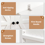 IRONCK Modern Bookshelf with Storage, 5-Tier Farmhouse Bookcase, Storage Cabinet for Home Office, Living Room, White IRONCK