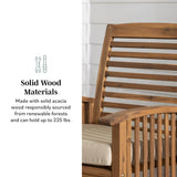 Walker Edison Rendezvous Modern 2 Piece Solid Acacia Wood Slat Back Outdoor Dining Chairs, Set of 2, Dark Brown Walker Edison