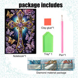 FRANDEK A5 50-Page DIY Diamond Art Painting Notebook with Beautiful Patterns, Special Shaped Diamond Art Craft for Beginners Adults Gift(Purple Cross) FRANDEK