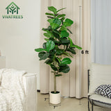 VIVATREES 6FT Fiddle Leaf Fig Artificial Tree with White Planter Pot,Faux Floor Plant, Indoor and Outdoor Fake Plants for Home Office Decor VIVATREES