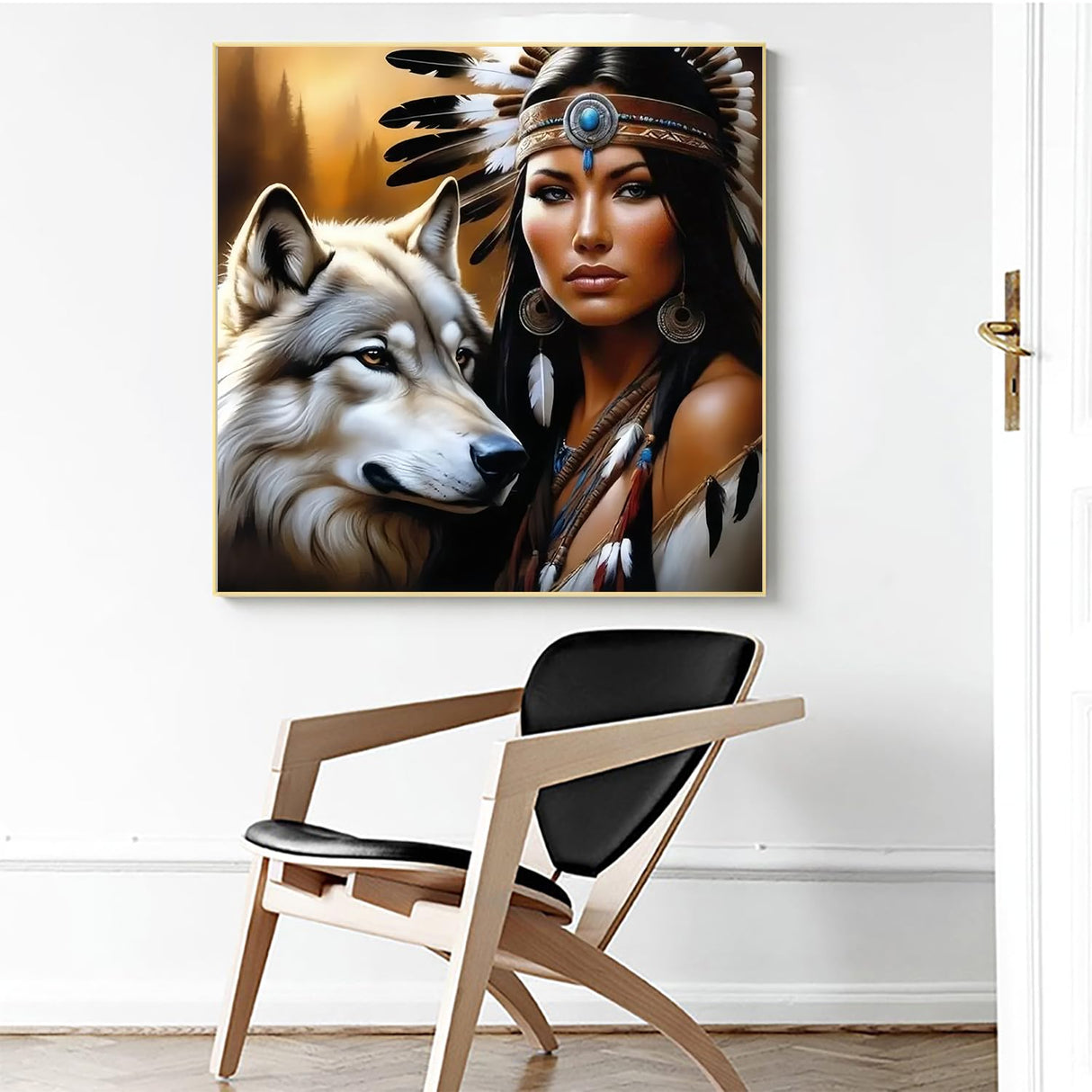 5D Diamond Art Kits for Adults Beginners Indian Wolf，DIY Full Round Drill Diamond Painting Kits, Paint by Diamonds Dots Gem Art Crystal Easy，Home Wall Decor 13.78X13.78 Inch Acelii