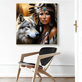 5D Diamond Art Kits for Adults Beginners Indian Wolf，DIY Full Round Drill Diamond Painting Kits, Paint by Diamonds Dots Gem Art Crystal Easy，Home Wall Decor 13.78X13.78 Inch Acelii