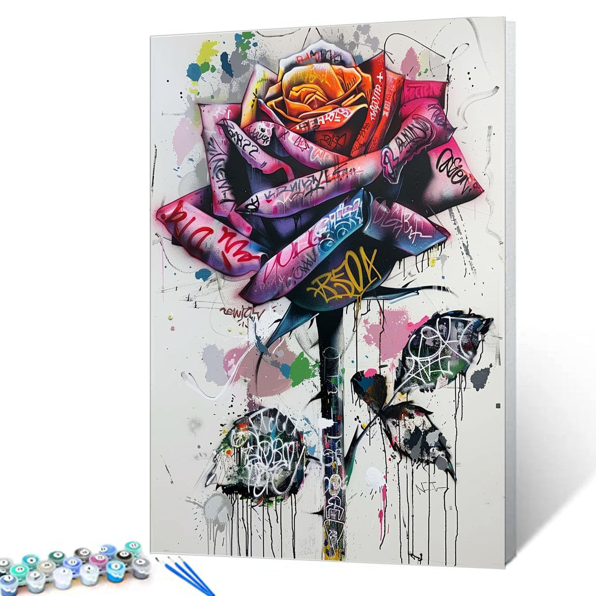 Tucocoo Street Graffiti Rose Paint by Number for Adults Beginner Students Pastel Colors Paint by Numbers for Adults Kits Acrylic Paint Suitable for Living Room 16''x20''（Without Frame ） Tucocoo