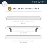 MCS 60-Inch Mantel, Master & Co Gray Woodgrain Finish Solid Wood Floating Fireplace Mantel, Long Floating Shelf for Livingroom with Wood Cleat Hanging System, Photo and Home Decor Display Shelf MCS