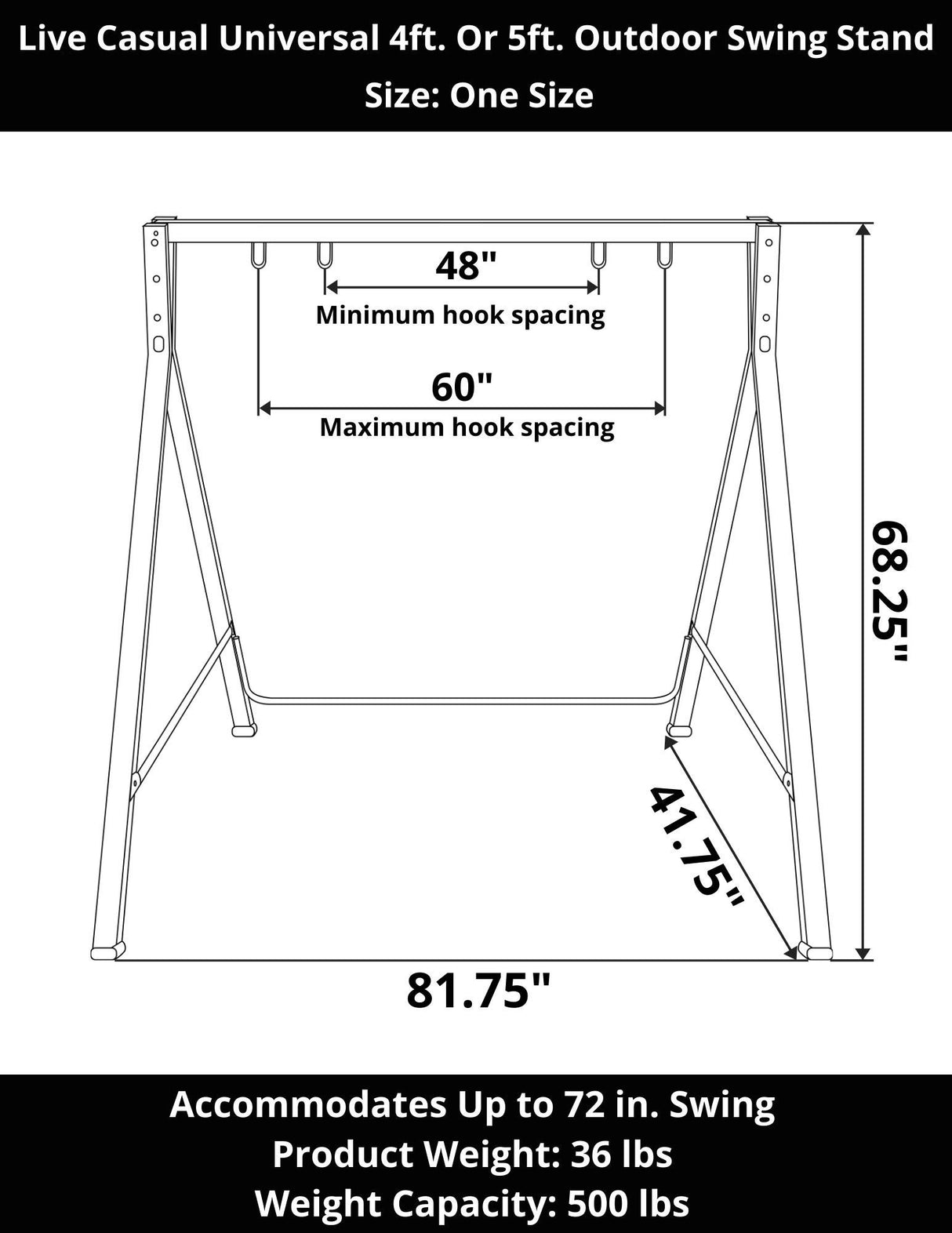 Live Casual Universal 4ft. Or 5ft. Outdoor Swing Stand Live Casual