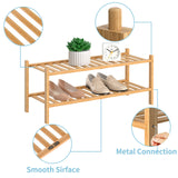 RONGJIA 2 Tier Bamboo Shoe Rack for Closet Free Standing Wood Shoe Shelf Storage Organizer for Entryway Small Space Stackable, Natural RONGJIA