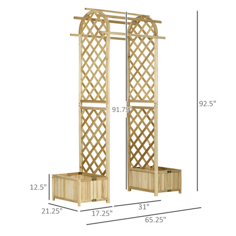 Outsunny 7.5' Wooden Wedding Arch, Garden Arch Arbor for Climbing Plants & Trellis Design, Great for Vines, or as Balloon Decoration Stand for Indoor Outdoor Ceremony, Party, Backdrop, Natural Outsunny