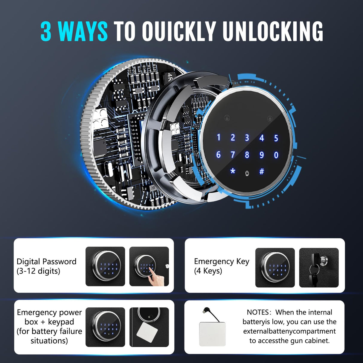 KAER 15-17 Gun Safe Digital Gun Safe for Rifles and Pistols Gun Cabinet Rifle Safe for Home with Adjustable Rifle Racks Gun Safes Multi Layer Design with Separate Lockbox and Drawer KAER