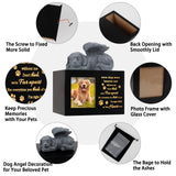 LPREUTWN Pet Urns for Ashes, Large Wooden Pet Urns for Dog or Cat Ashes with Dog Angel, Memorial Keepsake Memory Box with Photo Frame, Loss Pet Sympathy Remembrance Gift (Black) LPREUTWN