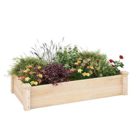 Giantex Wooden Raised Garden Bed, Rectangular Planter Box for Vegetables, Fruits, Flowers, Herbs, 48" Lx24 Wx10 H Outdoor Elevated Planting Bed for Garden, Backyard, Lawn, Patio Giantex