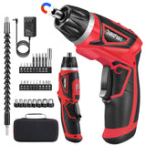 Cordless Electric Screwdriver Set, 8V Max 10Nm Rechargeable Power Electric Drill, Battery Screw Gun with 28pcs Driver Bit Set, 320RPM/10+1 Torque Setting, 2 Position Handle, Flexible Shaft LED Light DuroFort