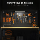 CAMMOO 48" Heavy Duty Work Bench Adjustable Height Max Load 2000 LBS with Storage Shelf for Garage Workbench, Rubberwood Tabletop with Pegboard, LED Light, Built-in Power Strip for Woodworking Shop CAMMOO