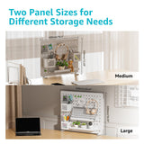 PEGZONE Clamp-on Desk Pegboard, Desk Organizer for Office Gaming Home, Magnetic Metal Peg Board with 10 Accessories, Privacy Panel for Office, 16.5" x 12.6", Medium, White PEGZONE