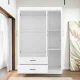 KELRIA Modern 3-Door Wardrobe with 2 Drawers, 3-Tier Storage-Cubes and Hanging Rail, Large Freestanding Armoire Wardrobe Closet, Clothes Storage Cabinet Organizer for Bedroom, White KELRIA