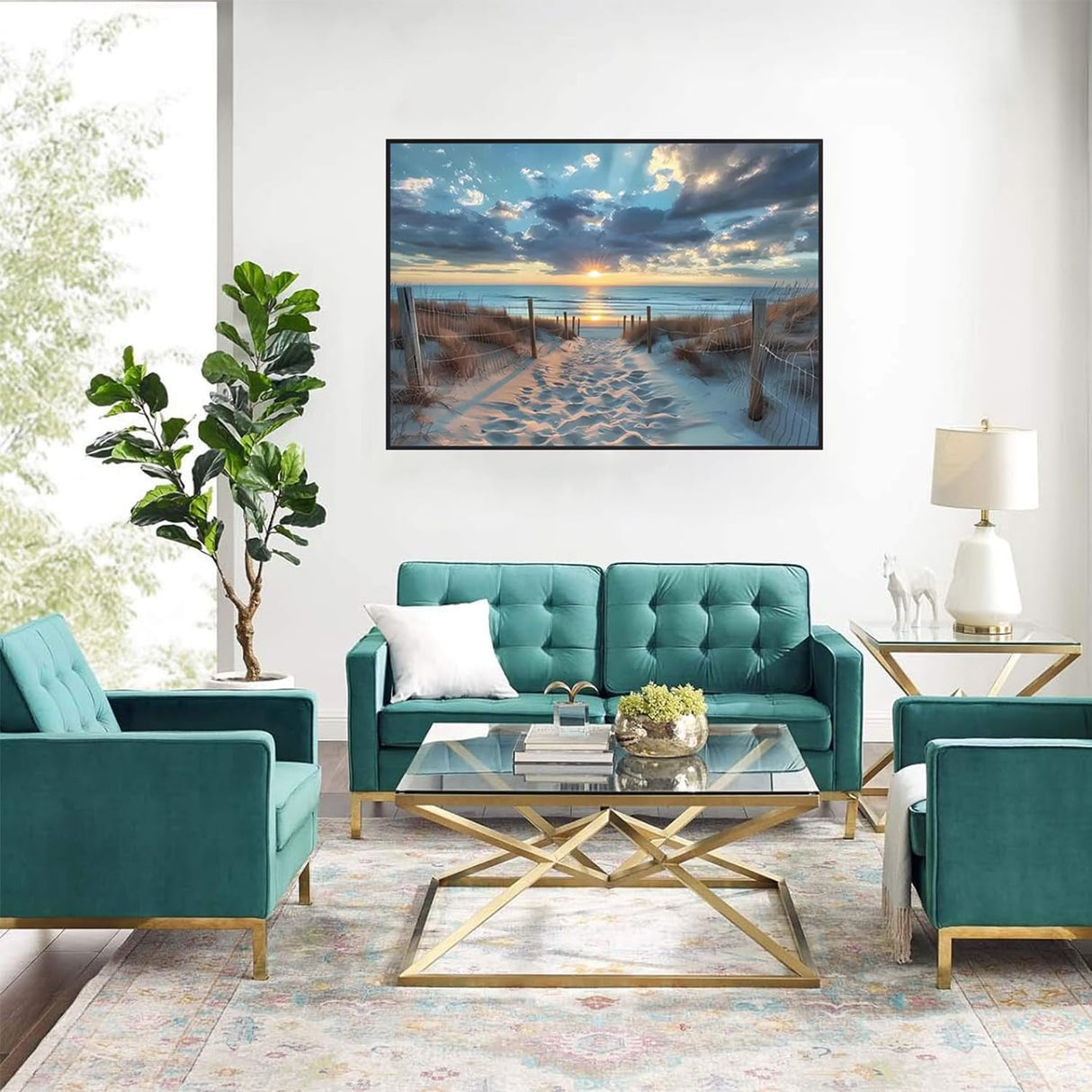 TOPMCYSG Beach Landscape Diamond Art Kits for Adults,Sunset Scenery 5D Diamond Painting Kits for Beginners,DIY Diamond Dots Round Full Drill Paint with Diamonds Pictures Gem Art Home Decor 16 x 12 in TOPMCYSG