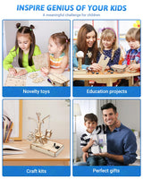 Poraxy STEM Kits for Kids Ages 8-10-12, 5 Set Wooden 3D Puzzles, Educational Science Experiment Building Projects Crafts, Toys for Ages 8-13, Birthday Gifts for Boys Girls 8 9 10 11 12 13 Years Old Poraxy