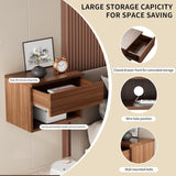 Floating Nightstand, Modern Wall Mounted Bedside Table with Drawer, Wood Bedside Shelf & Desk, End Table Wood Modern Night Stand for Bedroom (Walnut UI1, Set of 2) Kiseely