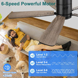 kadision 48 inch Flush Mount Ceiling Fans with Lights, 6-Speed Reversible Quite Motor, 6CCT Light Brightness Adjustable, Morden Low Profile Ceiling Fan for Bedroom Living Room, Black kadision