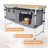 CampLand Outdoor Folding CampingTable with Aluminum Lightweight Height Adjustable with Storage Organizer Picnic Table for BBQ, Party, Camping(BAMBOO) CampLand