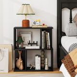 Giantex 3-Tier S-Shaped Bookshelf, Modern Geometric Bookcase, Freestanding Display Shelf for Small Space, Versatile Side Table, Wooden Storage Organizer for Home Office, Living Room (1,Black) Giantex