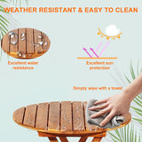 S AFSTAR Bistro Table and Chairs Set of 2, Acacia Wood Folding Bistro Set for 2 with Detachable Soft Cushions, 3 Piece Outdoor Bistro Set for Patio, Balcony, Pool, Garden & Yard (Natural Color) S AFSTAR