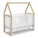 Storkcraft Orchard 5-in-1 Convertible Crib (White with Driftwood) – GREENGUARD Gold Certified, Canopy Style Baby Crib, Converts from Crib to Toddler Bed, Daybed and Full-Size Bed Storkcraft