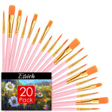 ESRICH Paint Brushes, 2 Packs / 20 Pcs Nylon Miniature Paintbrushes, Face and Body Watercolor Oil Painting Artist Professional Acrylic Paint Brushes Set,Pink ESRICH