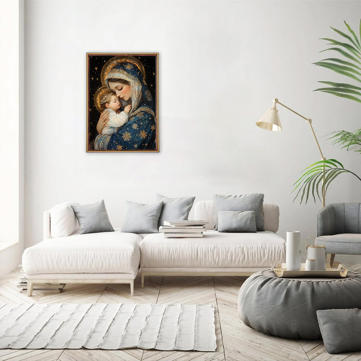 MEIYUDA Virgin Mary Diamond Painting Kits for Adults, 5D Jesus Diamond Art Kits for Beginners, DIY Gem Art Crystal Painting for Home Wall Decor and Present 12x16inch MEIYUDA