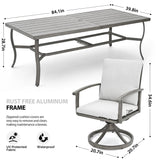 HAPPATIO Aluminum 9 Piece Patio Dining Set, Outdoor Swivel Dining Chairs and Dining Table, Aluminum Outdoor Dining Set for 8, Patio Dining Furniture with Washable Cushions (Gray) HAPPATIO