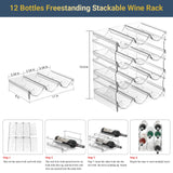 Plastic Water Bottle Organizer and Wine Rack Storage Holder,4 Tier 12 Containers Stackable Free-Standing Bottle Storage Rack for Kitchen Countertops, Table Top, Pantry, Bars, Cabinets, Fridge - Clear Benaep