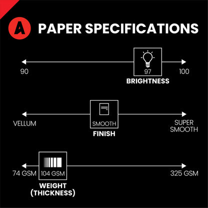 Accent Opaque White Printer Paper, 8.5” x 11” 28lb Bond/70lb Text Copy Paper – 500 Sheets (1 Ream) – Premium Computer Paper with Smooth Finish, 97 Bright, 104gsm – Multipurpose White Paper – 109363R