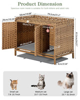SETVSON Cat Litter Box Enclosure Cat Litter Box Furniture with Divider, Rattan Litter Box Enclosure with Cat Litter Mat, 31.2×19.6×24.2 Inches Hidden Cat Litter Box Cat House for Living Room (Natural) SETVSON