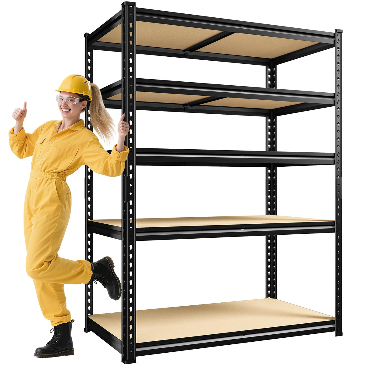 DurayLoly 72" H Garage Shelving, 5 Tier Storage Shelves Load 2500 lbs, Adjustable Garage Shelves, Metal Shelving Unit for Warehouse, Basement, Pantry, 40" Wx 16" D x 72" H, Black DurayLoly