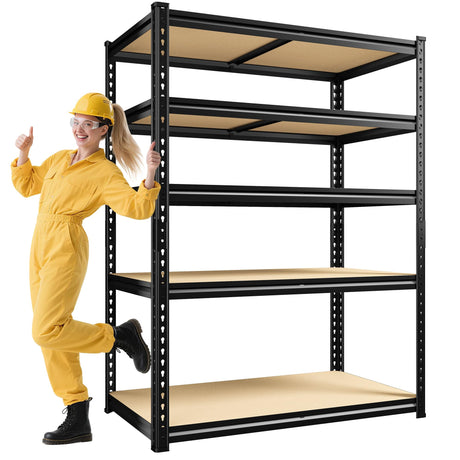 DurayLoly 72" H Garage Shelving, 5 Tier Storage Shelves Load 2500 lbs, Adjustable Garage Shelves, Metal Shelving Unit for Warehouse, Basement, Pantry, 40" Wx 16" D x 72" H, Black DurayLoly