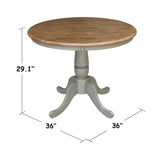 IC International Concepts International Concepts 36-inch Round Top Pedestal Dining Height Table, Distressed Hickory/Stone IC International Concepts