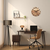 XNM Round Wood Wall Clock for Kitchen 12 Inch Farmhouse Small Wall Clocks Battery Operated Brown Wall Clock Silent (MDF No Solid Wood) XNM